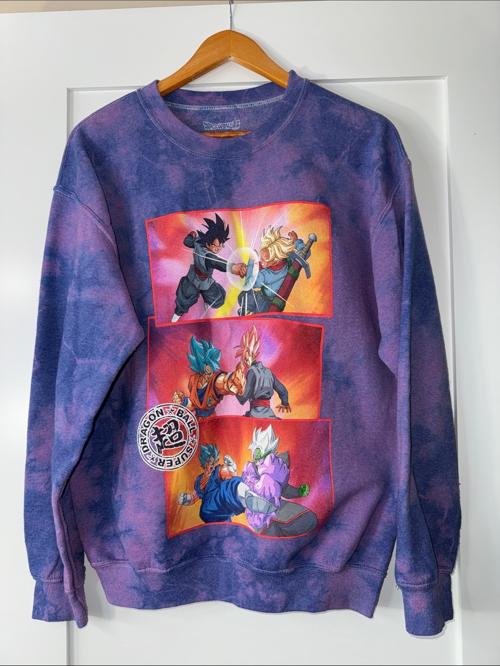 Dragon Ball Z Purple Tie-Dye Graphic Crewneck Sweater size Small